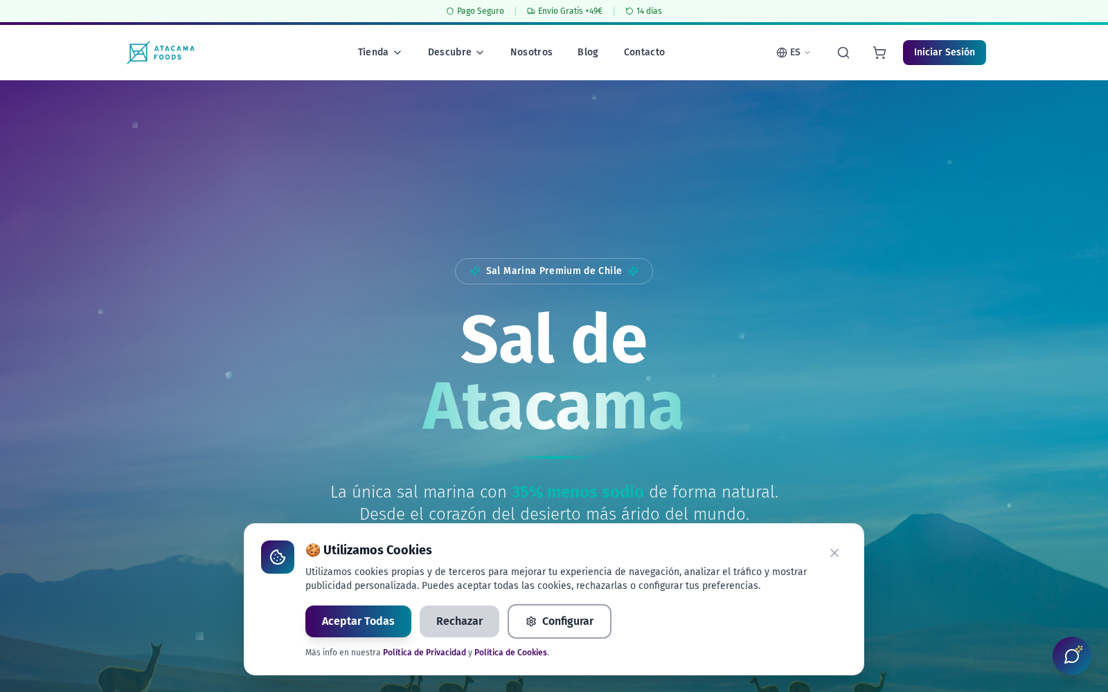 Web profesional de Atacama Foods creada por AdsVentas