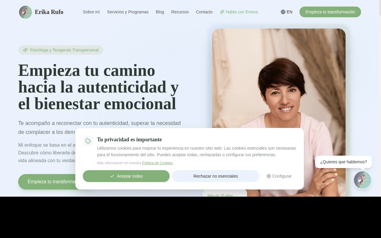 Web profesional Erika Rufo creada por AdsVentas